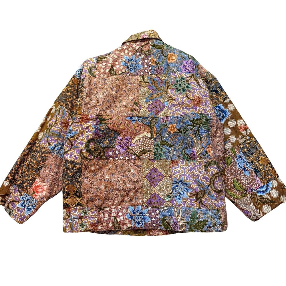 Vintage Together! Patchwork Quilted Jacket Brown Womens Size S Retro Floral - Picture 3 of 7